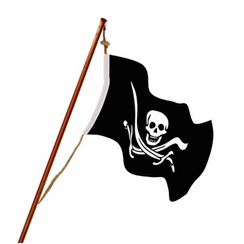 Crossed Swords Jolly Roger Pirate Flag on a Pole Cutout