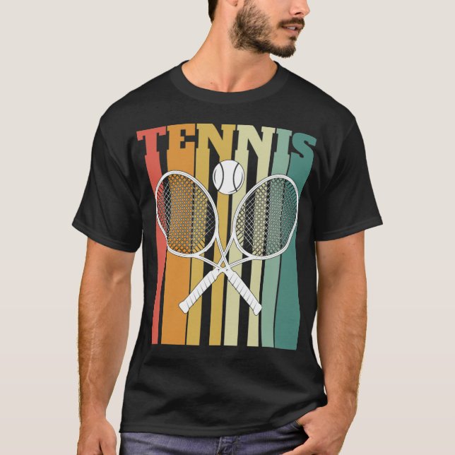 Crossed Tennis Rackets dribbling basketball  T-Shirt (Front)