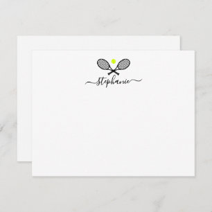 Crossed Tennis Rackets Modern Script Note Card