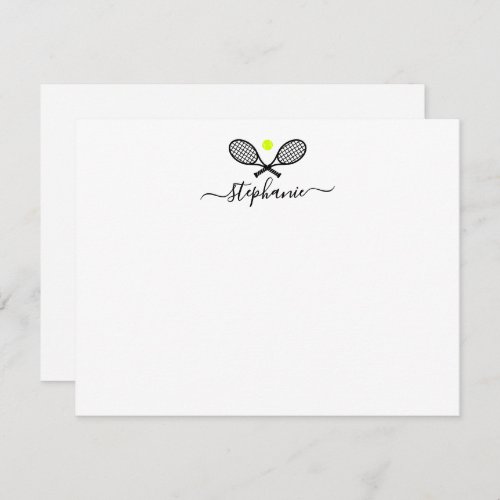 Crossed Tennis Rackets Modern Script Note Card