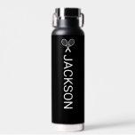Crossed Tennis Rackets Personalized Name Tennis Water Bottle<br><div class="desc">Super fun water bottle featuring crossed tennis rackets and your custom text on the front and back - easily add additional text too. Makes a perfect gift for tennis lovers, Tennis teams, clubs, tennis coach - or get one for yourself for all your workouts, sporting activities and errands around town....</div>