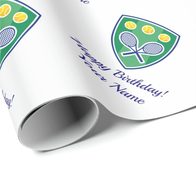 Crossed tennis rackets sports Birthday or Holiday Wrapping Paper (Roll Corner)