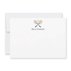 Crossed Tennis Racquets Flat Note Card