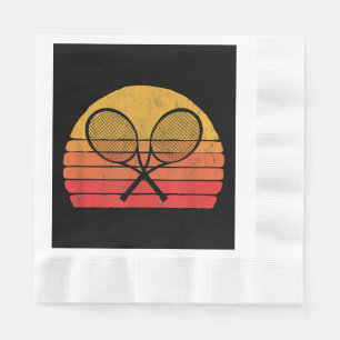 Crossed Tennis Racquets Retro 80s Sun Vintage Grap Napkins