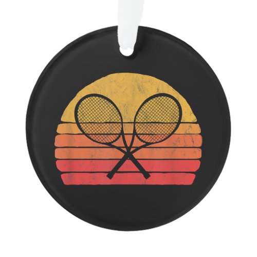 Crossed Tennis Racquets Retro 80s Sun Vintage Grap Ornament
