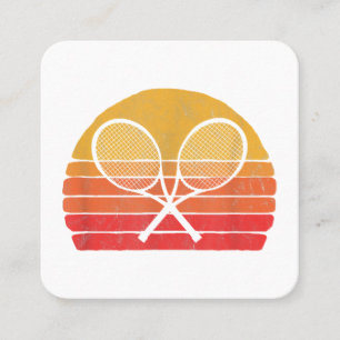 Crossed Tennis Racquets Retro 80s Sun Vintage Grap Square Business Card