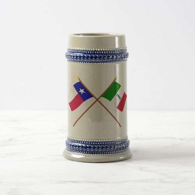 Crossed Texas and Alamo Flags Beer Stein (Center)
