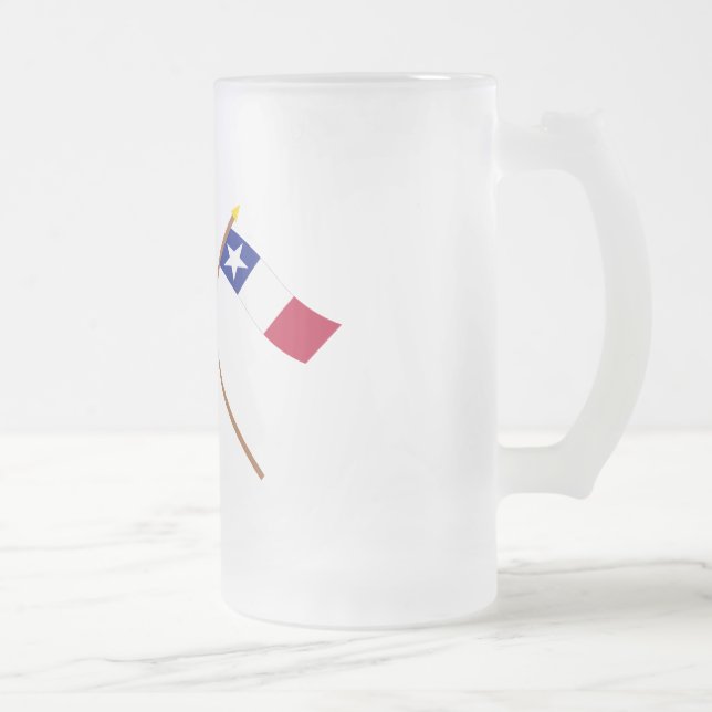 Crossed Texas and Dodson Flags Frosted Glass Beer Mug (Right)