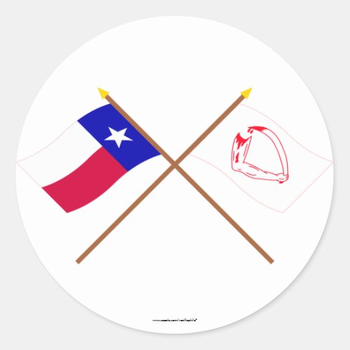 Crossed Texas and  Goliad Flags Classic Round Sticker