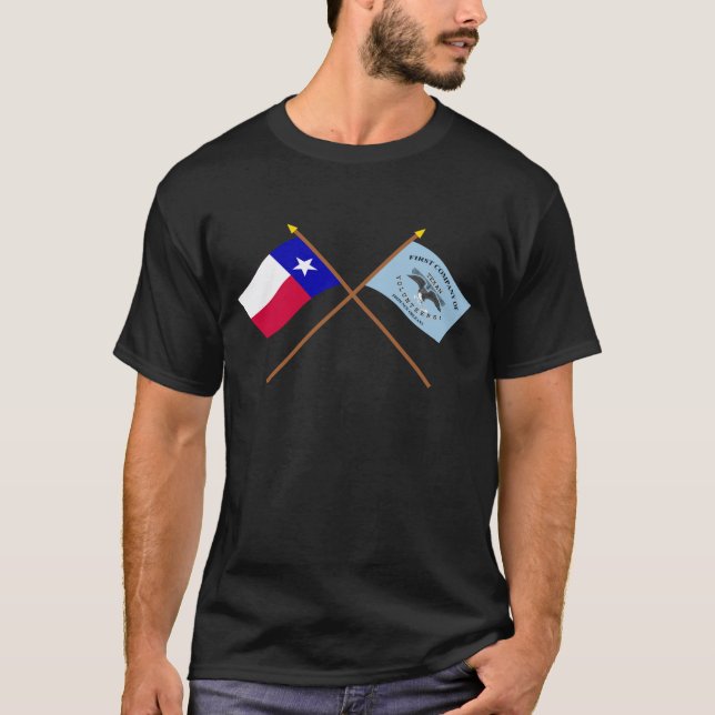 Crossed Texas and New Orleans Greys Flags T-Shirt (Front)
