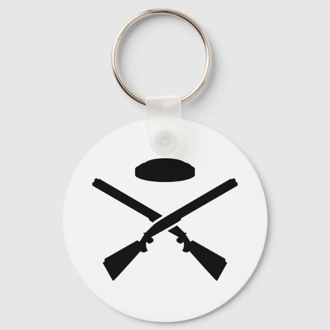 Crossed trap shooting shotguns keychain (Front)