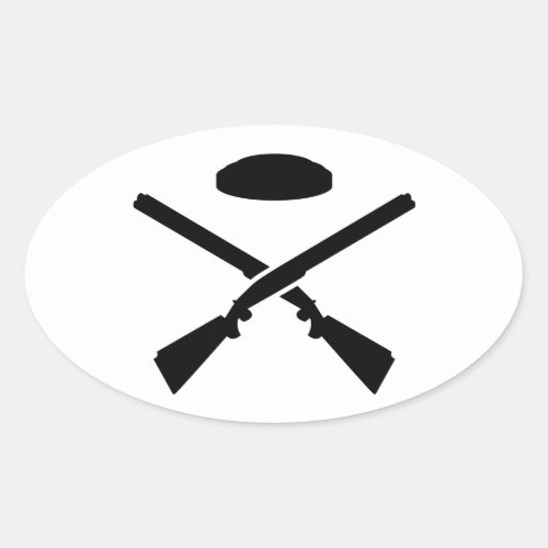 Crossed trap shooting shotguns oval sticker