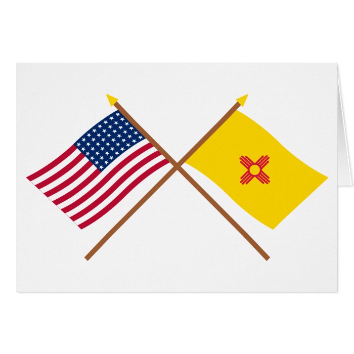 Crossed US 48 star and New Mexico State Flags Greeting Card