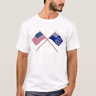 Crossed US and 2nd Regiment Light Dragoons Flags T-Shirt