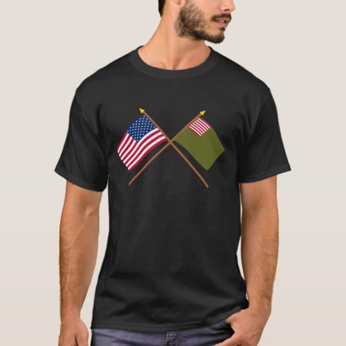Crossed US and Delaware Militia Flags T_Shirt