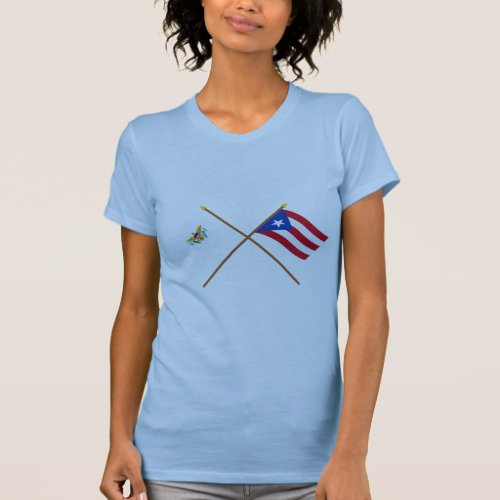 Crossed US Virgin Islands  Puerto Rico Flags T_Shirt