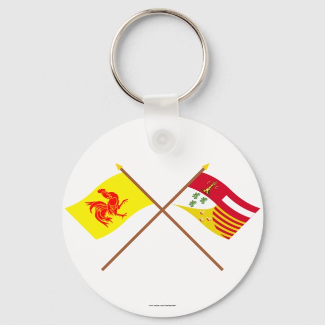 Crossed Walloon and Liège Flags Keychain (Front)