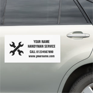 Crossed wrench tool logo handyman services car magnet