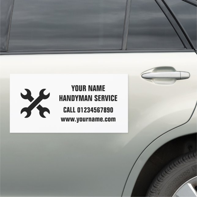 Crossed wrench tool logo handyman services car magnet (In Situ)