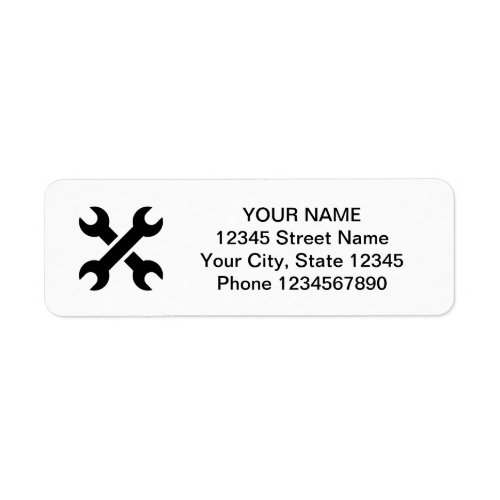 Crossed wrench tool logo return address labels