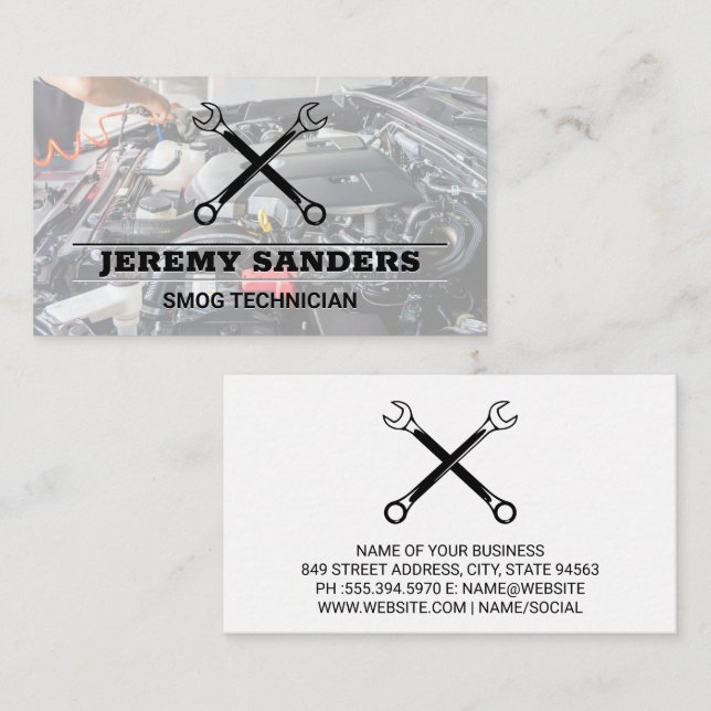 Crossed Wrenches Logo | Mechanic Business Card (Front/Back)