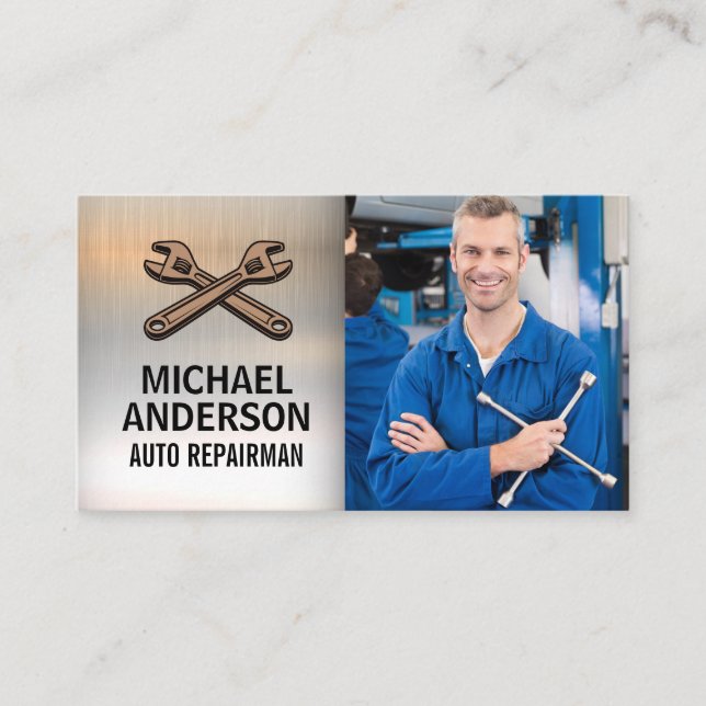 Crossed Wrenches | Mechanic Business Card (Front)