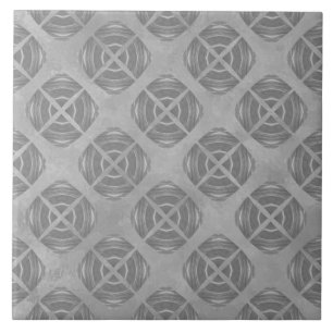 Crosses and Circles Grey Geometric Pattern Ceramic Tile