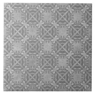 Crosses and Circles Grey Geometric Pattern Ceramic Tile