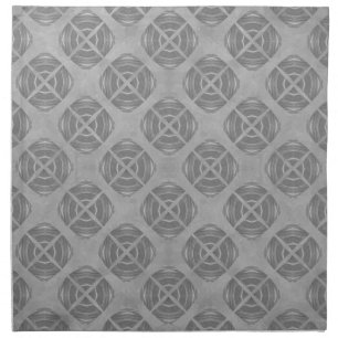 Crosses and Circles Grey Geometric Pattern Cloth Napkin
