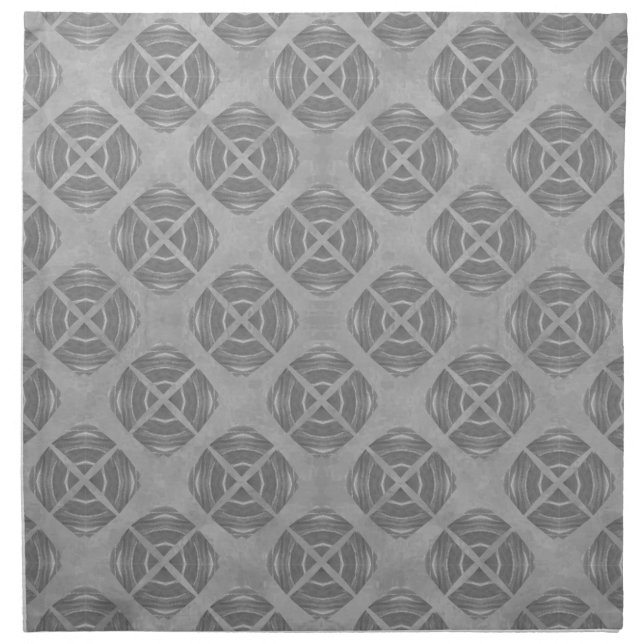 Crosses and Circles Grey Geometric Pattern Cloth Napkin (Front)