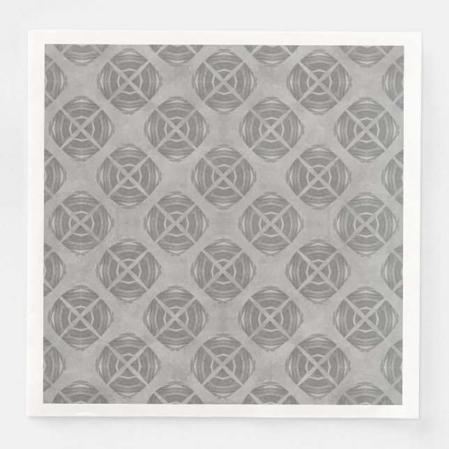 Crosses and Circles Grey Geometric Pattern Paper Dinner Napkins (Front)