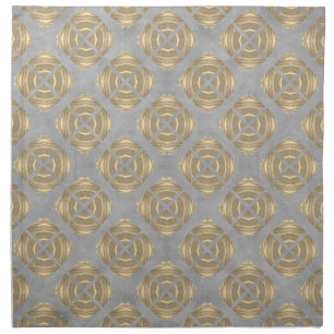 Crosses and Circles Grey Gold Geometric Pattern Cloth Napkin