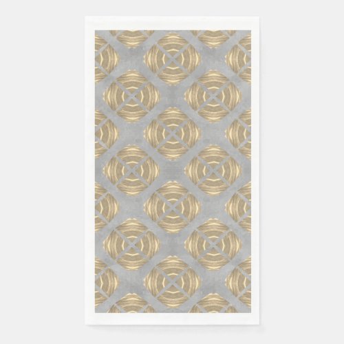 Crosses and Circles Grey Gold Geometric Pattern Paper Guest Towels