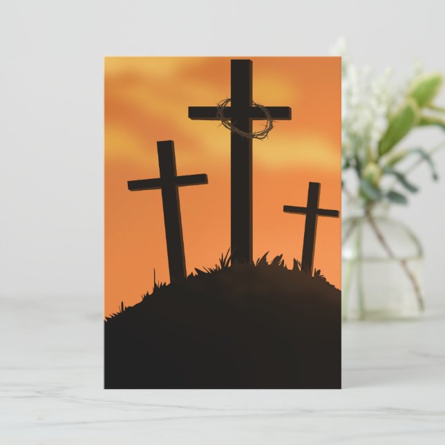 Crosses And Crown- Easter Holiday Card (Standing Front)
