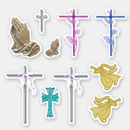 Crosses Angels  Praying hands christian church Sticker