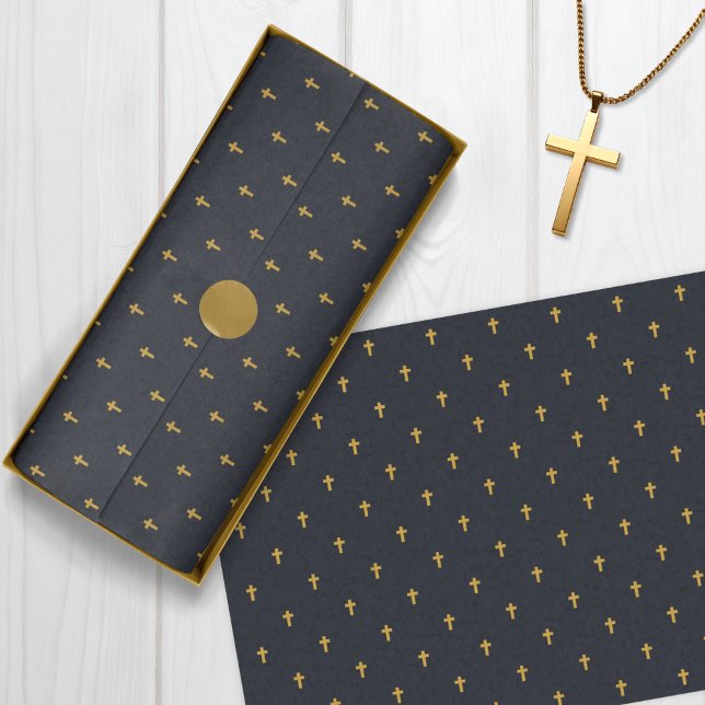 Crosses - Faux Mustard Gold on Graphite Tissue Paper (Crosses - Faux Mustard Gold on Graphite Tissue Paper)