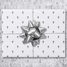 Crosses - Gray on White Wrapping Paper Sheets