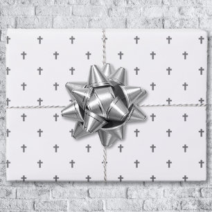 Crosses - Gray on White Wrapping Paper Sheets
