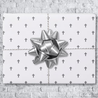 Crosses - Gray on White Wrapping Paper Sheets
