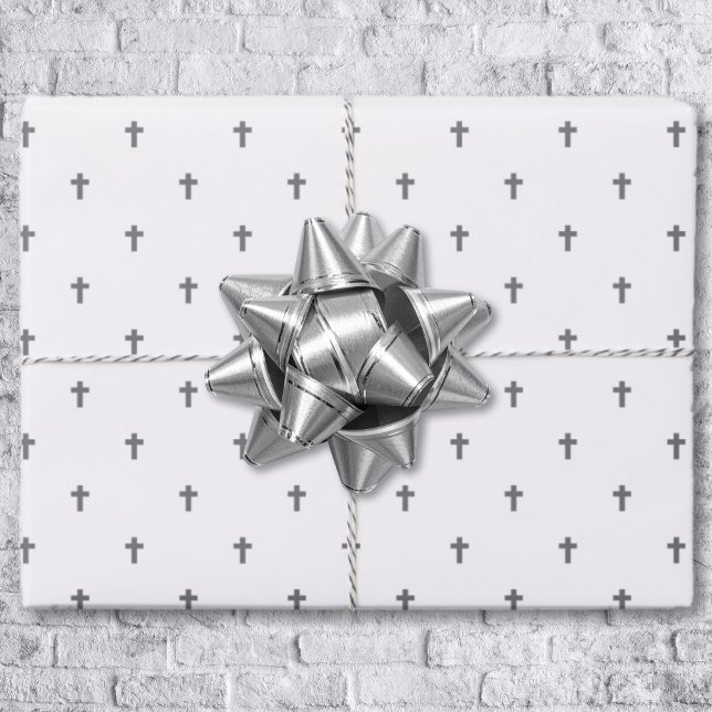 Crosses - Gray on White Wrapping Paper Sheets (Crosses - Gray on White Wrapping Paper Sheets)