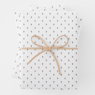 Crosses - Gray Wrapping Paper Sheets