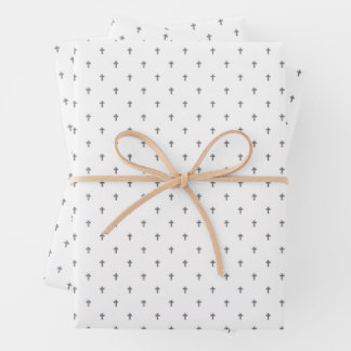 Crosses - Gray Wrapping Paper Sheets