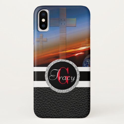 Crosses in the blue and orange sky floating iPhone x case