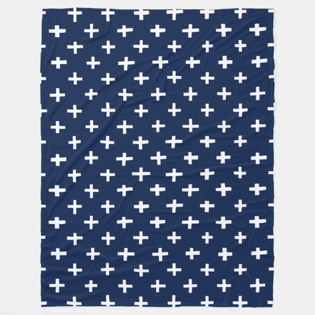 Crosses Pattern - Indigo Style Fleece Blanket (Front)