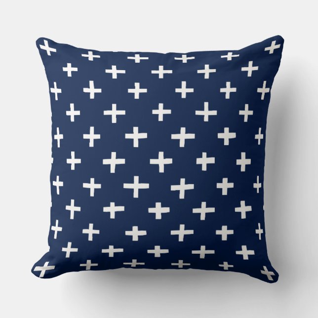 Crosses Pattern - Indigo Throw Pillow (Front)