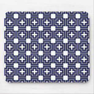 Crosses & Squares Blue - Mousepad