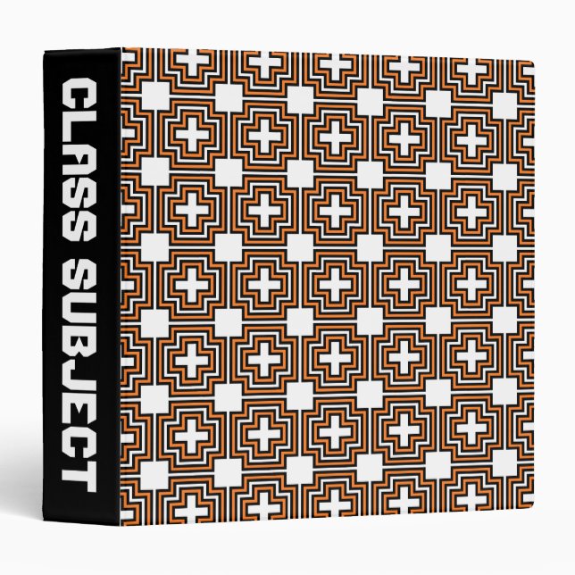 Crosses & Squares Orange 1.5" Binder (Front/Spine)