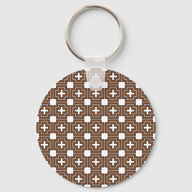 Crosses & Squares Orange - Keychain (Front)