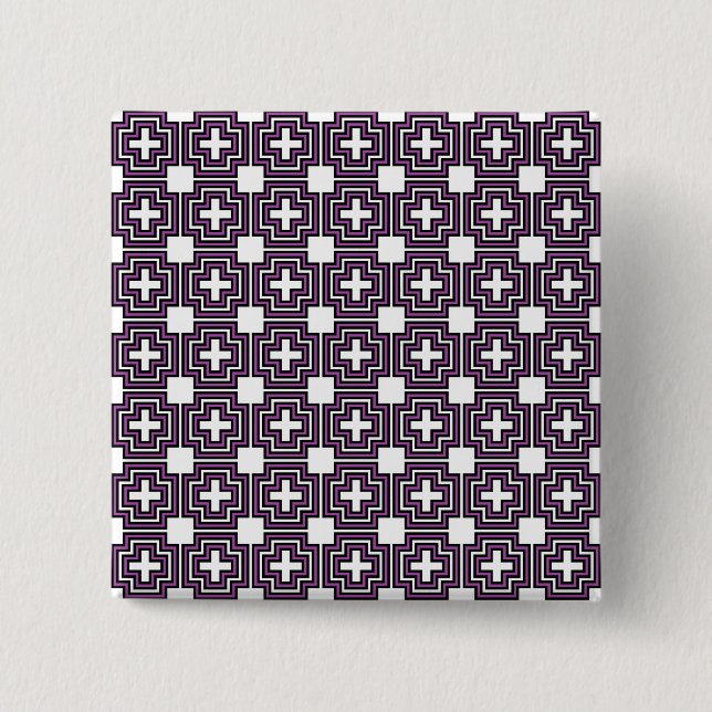 Crosses & Squares Purple Button (Front)