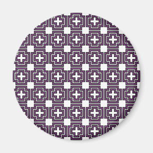 Crosses & Squares Purple - Magnet (round)